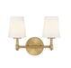 Meridian - Two Light Bathroom Vanity Light - Natural Brass- Union Lighting Luminaires Decor