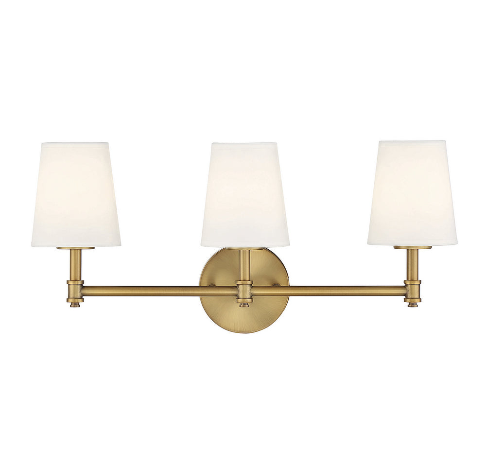 Meridian - Three Light Bathroom Vanity Light - Natural Brass- Union Lighting Luminaires Decor