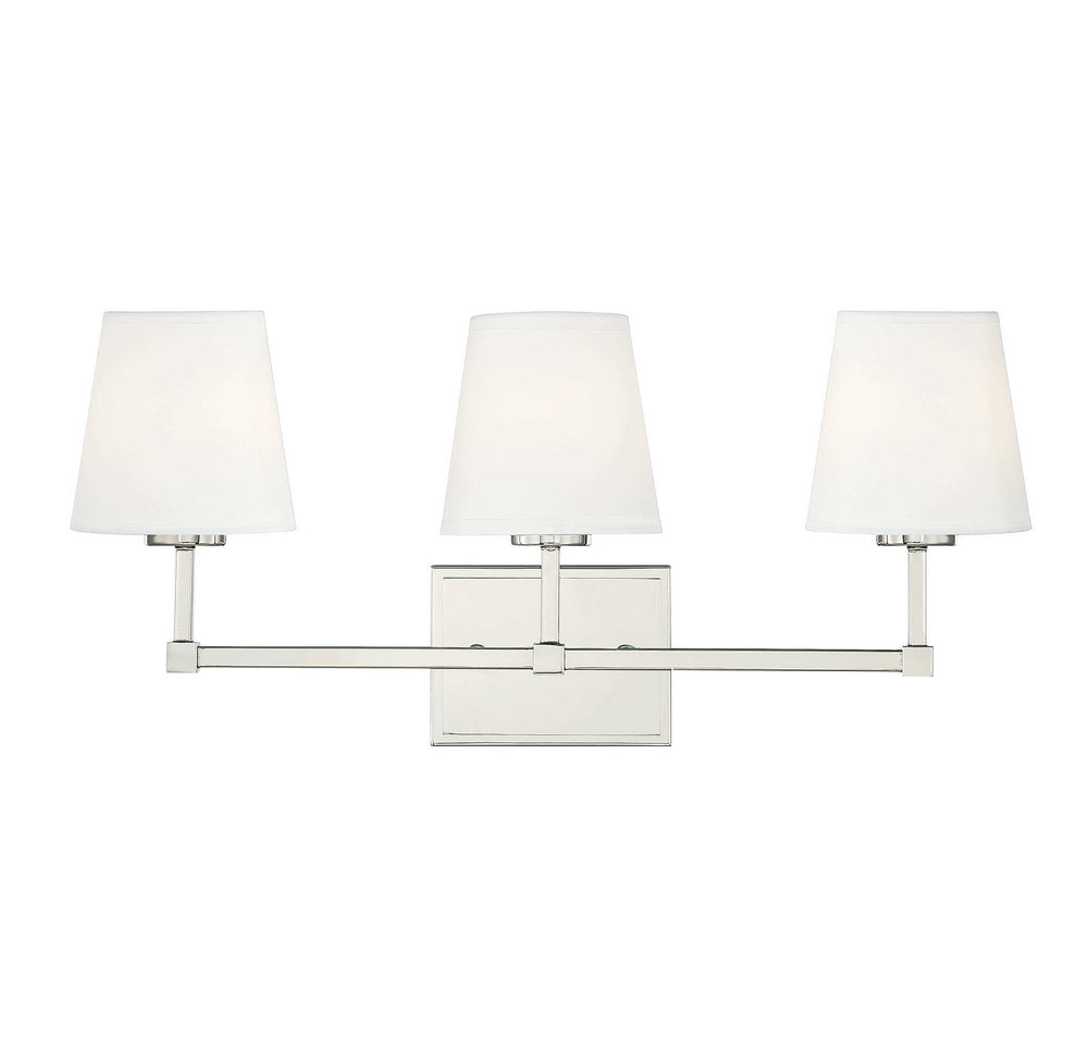Meridian - Three Light Bathroom Vanity Light - Polished Nickel- Union Lighting Luminaires Decor