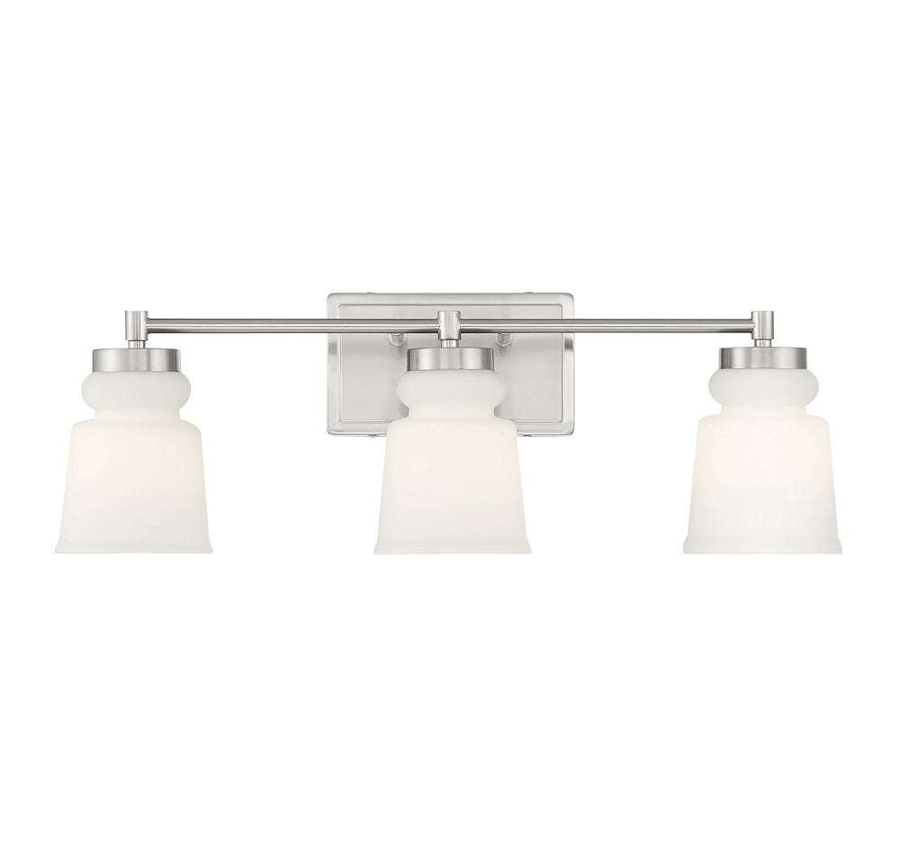 Meridian - Three Light Bathroom Vanity Light - Brushed Nickel- Union Lighting Luminaires Decor