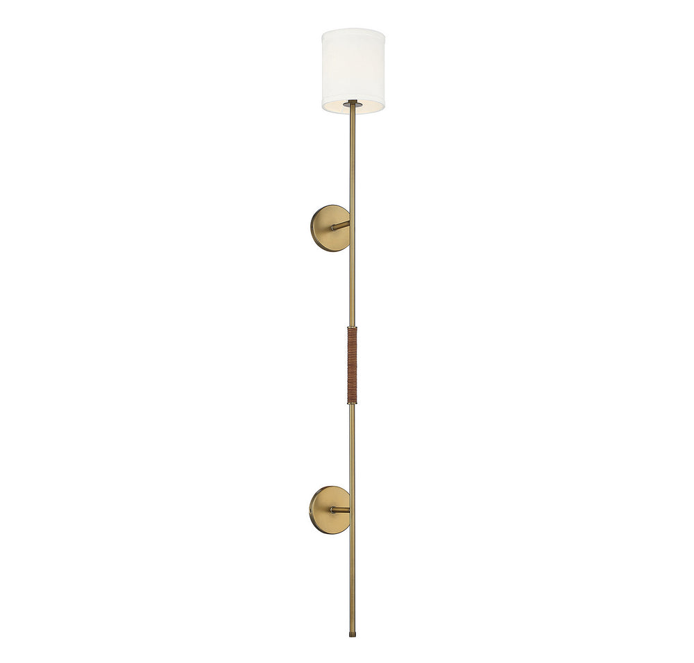 Meridian - One Light Wall Sconce - Natural Brass with Leather Accent- Union Lighting Luminaires Decor