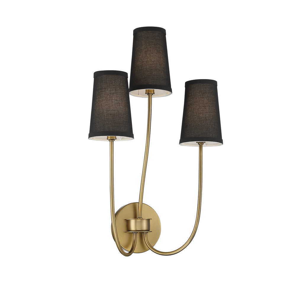 Meridian - Three Light Wall Sconce - Natural Brass- Union Lighting Luminaires Decor