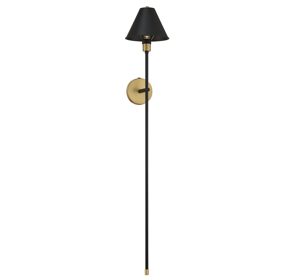Meridian - One Light Wall Sconce - Black with Natural Brass Accents- Union Lighting Luminaires Decor