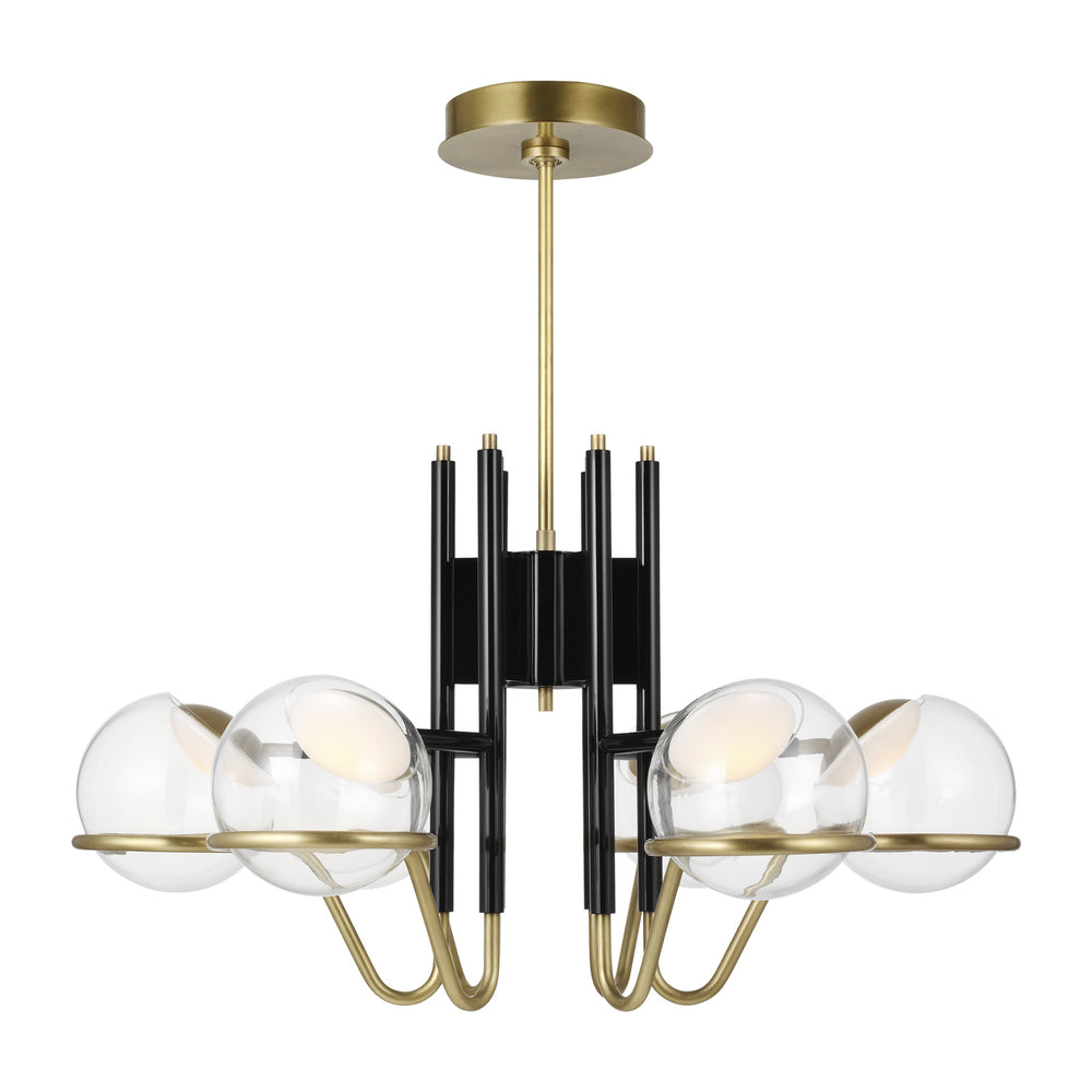 Visual Comfort Modern - LED Chandelier - Crosby - Glossy Black/Natural Brass- Union Lighting Luminaires Decor