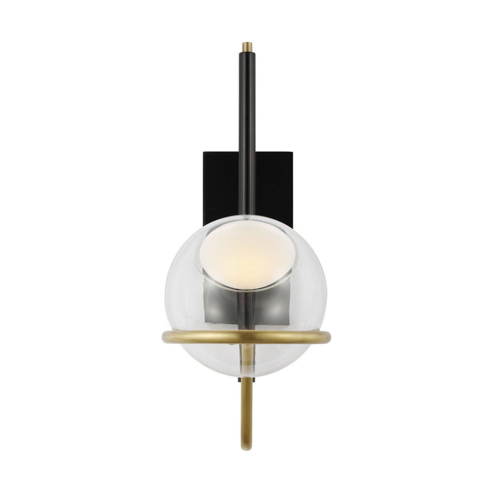 Visual Comfort Modern - LED Wall Sconce - Crosby - Glossy Black/Natural Brass- Union Lighting Luminaires Decor