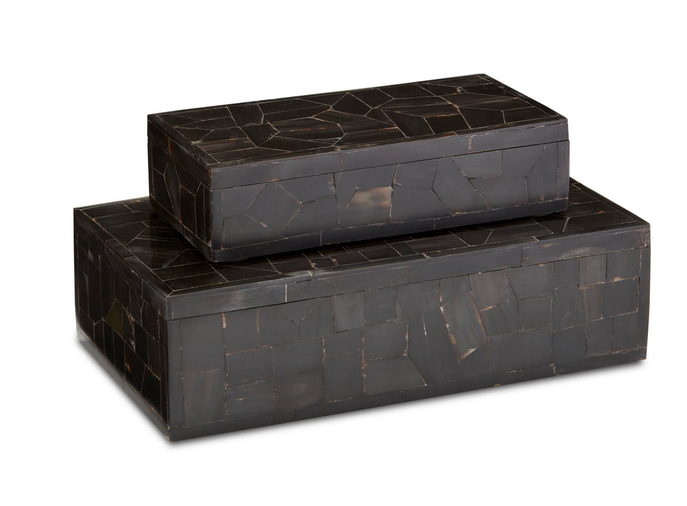Currey and Company - Box Set of 2 - Black Bone Mosaic Box Set of 2 - Black- Union Lighting Luminaires Decor