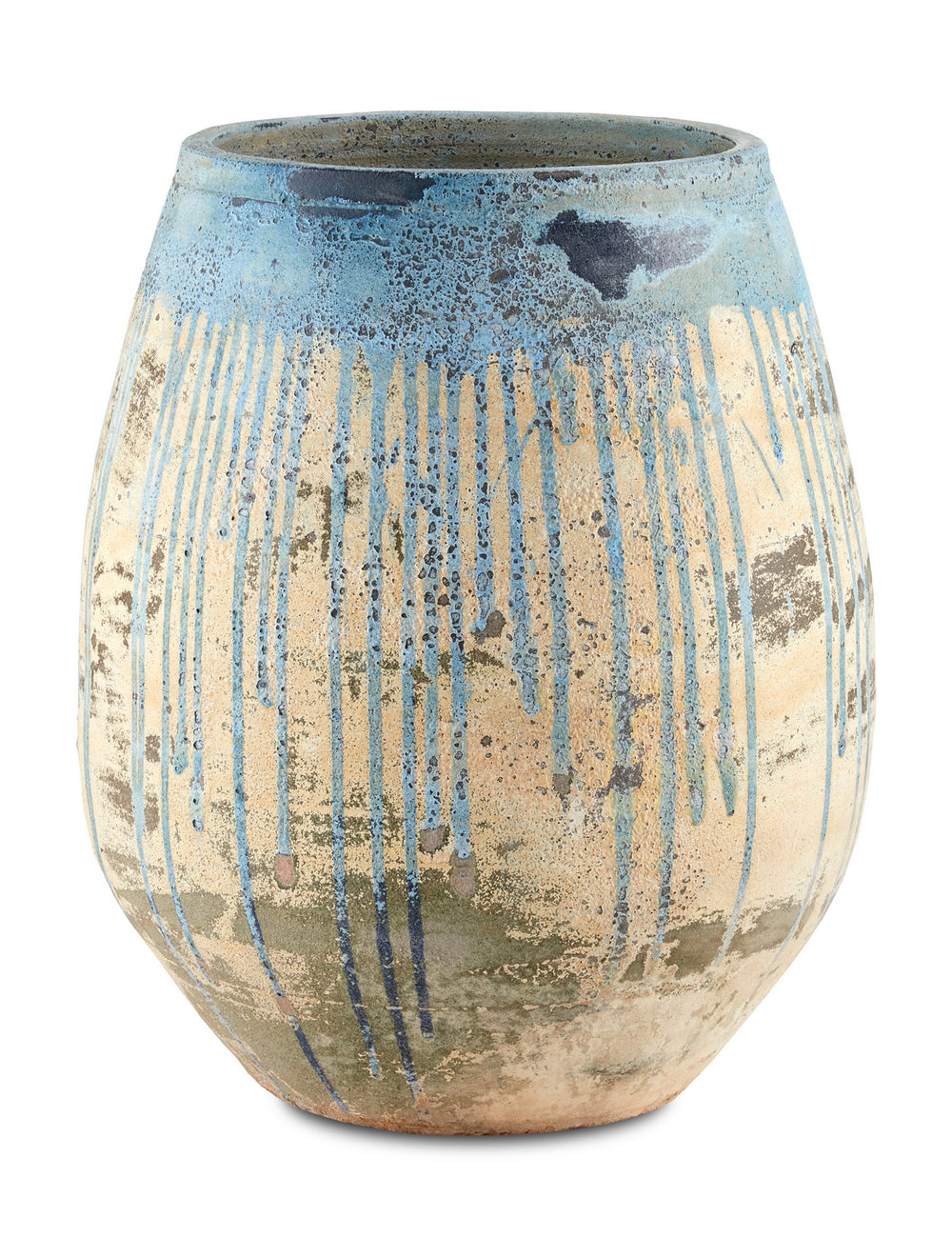 Currey and Company - Planter - Sicilia - Antique White/Blue Drip- Union Lighting Luminaires Decor