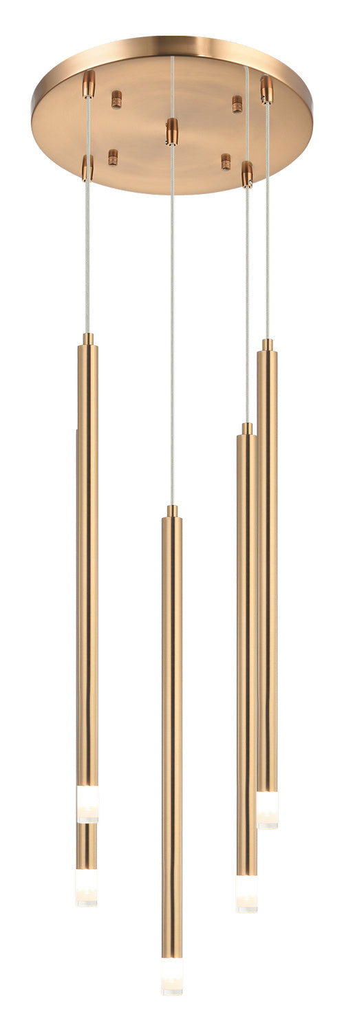 Matteo Canada - Five Light Pendant - Reigndrop - Aged Gold Brass- Union Lighting Luminaires Decor