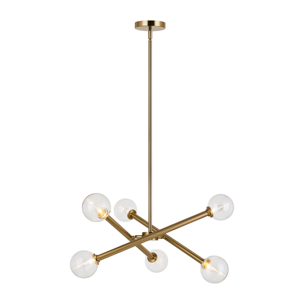 Matteo Canada - Six Light Chandelier - Matchstix - Aged Gold Brass- Union Lighting Luminaires Decor