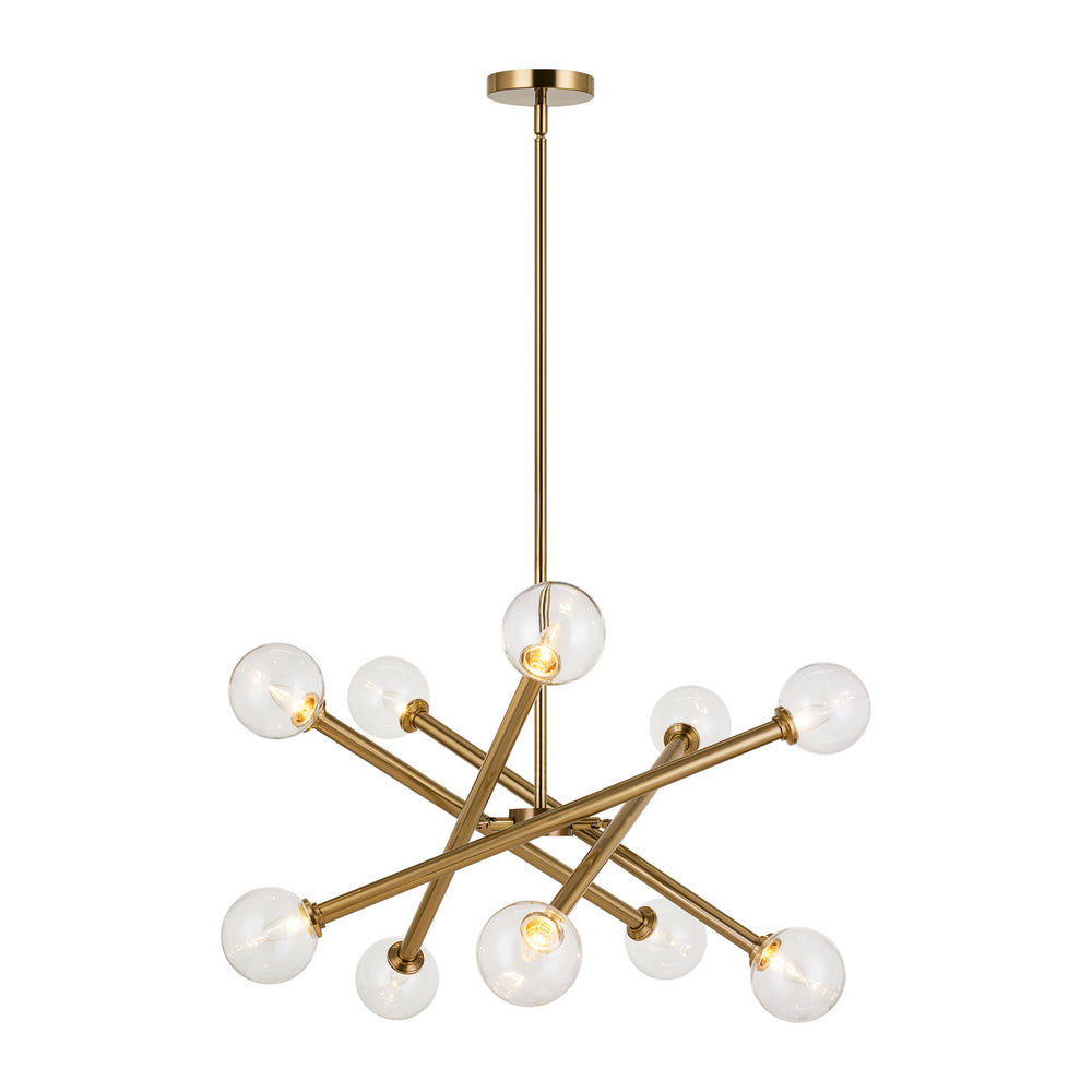 Matteo Canada - Ten Light Chandelier - Matchstix - Aged Gold Brass- Union Lighting Luminaires Decor