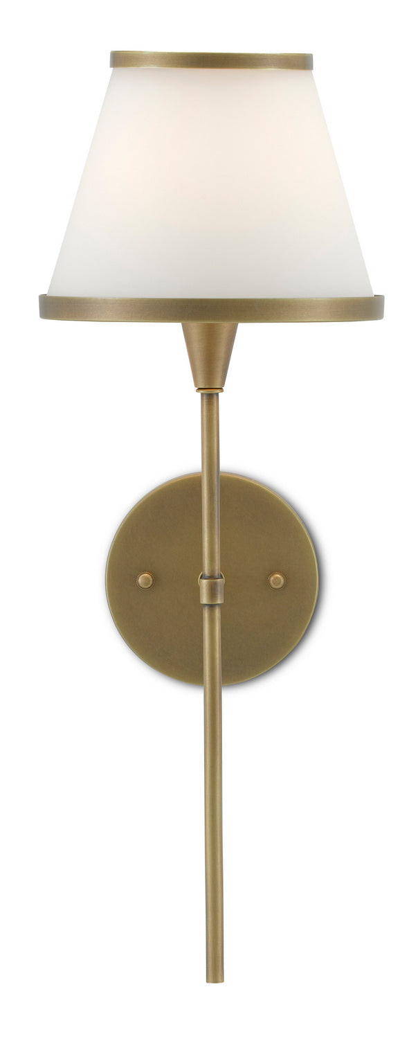 Currey and Company - One Light Wall Sconce - Brimsley Collection - Antique Brass/Opaque Glass- Union Lighting Luminaires Decor