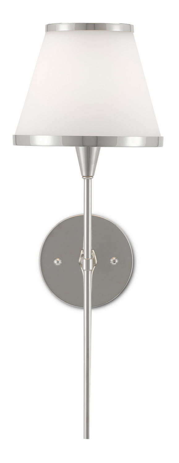 Currey and Company - One Light Wall Sconce - Brimsley Collection - Polished Nickel/Opaque Glass- Union Lighting Luminaires Decor