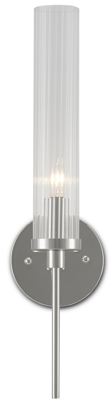 Currey and Company - One Light Wall Sconce - Bellings Collection - Polished Nickel/Clear- Union Lighting Luminaires Decor