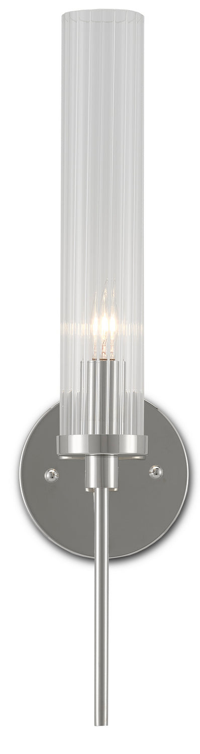 Currey and Company - One Light Wall Sconce - Bellings Collection - Polished Nickel/Clear- Union Lighting Luminaires Decor