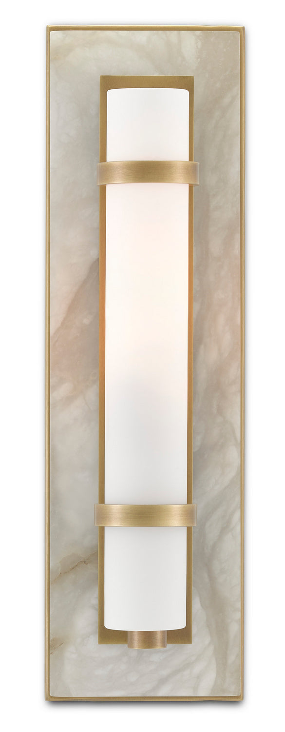 Currey and Company - One Light Wall Sconce - Bruneau - Natural/White/Antique Brass- Union Lighting Luminaires Decor