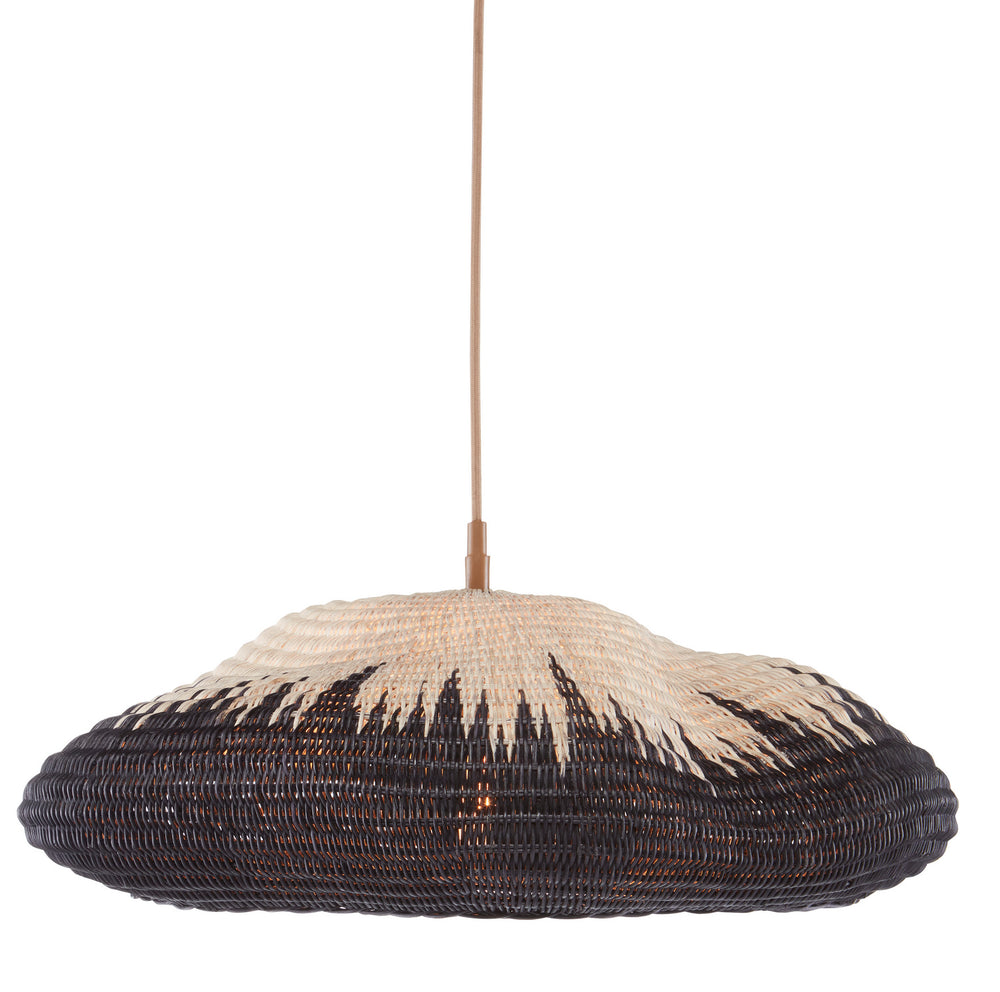 Currey and Company - One Light Pendant - Comme Des Paniers - Natural/Black/Khaki- Union Lighting Luminaires Decor
