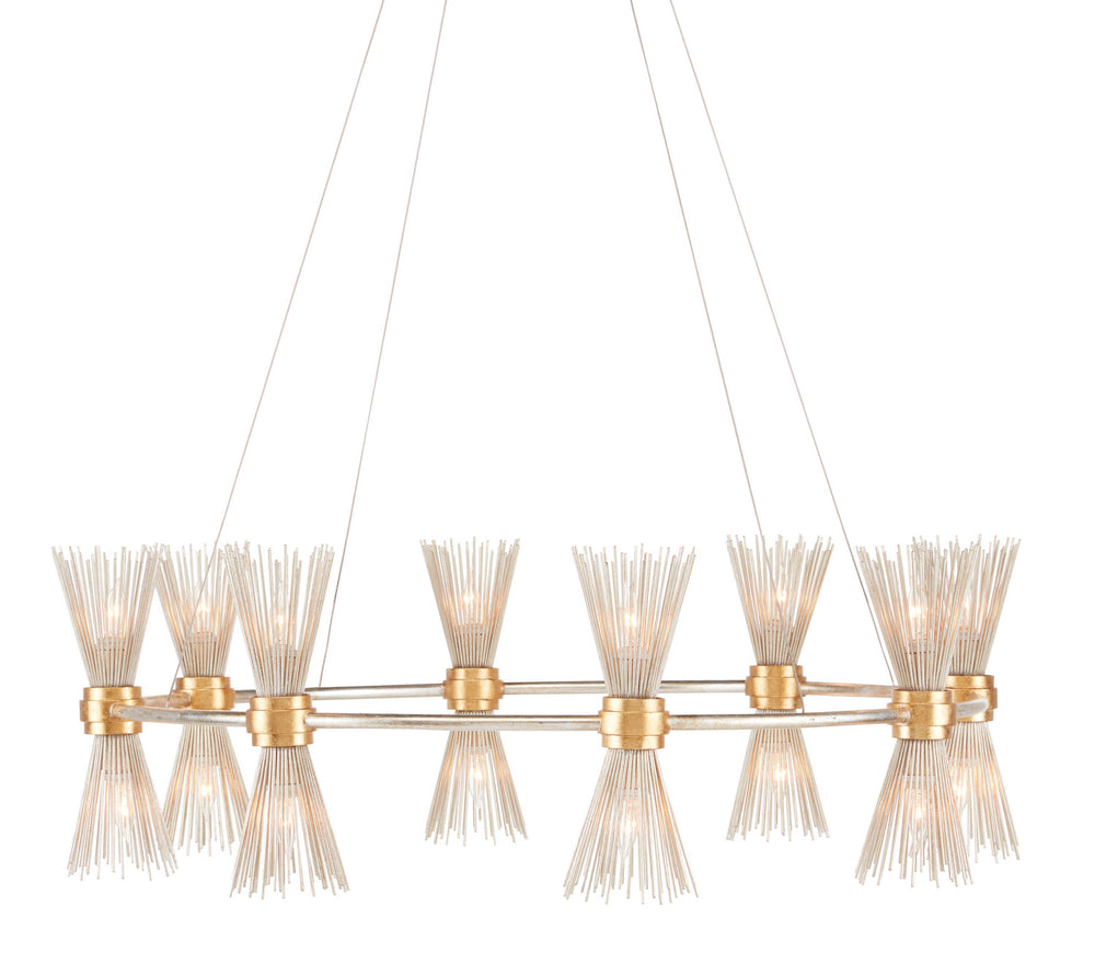 Currey and Company - 16 Light Chandelier - Novatude Collection - Contemporary Gold Leaf/Contemporary Silver Leaf- Union Lighting Luminaires Decor