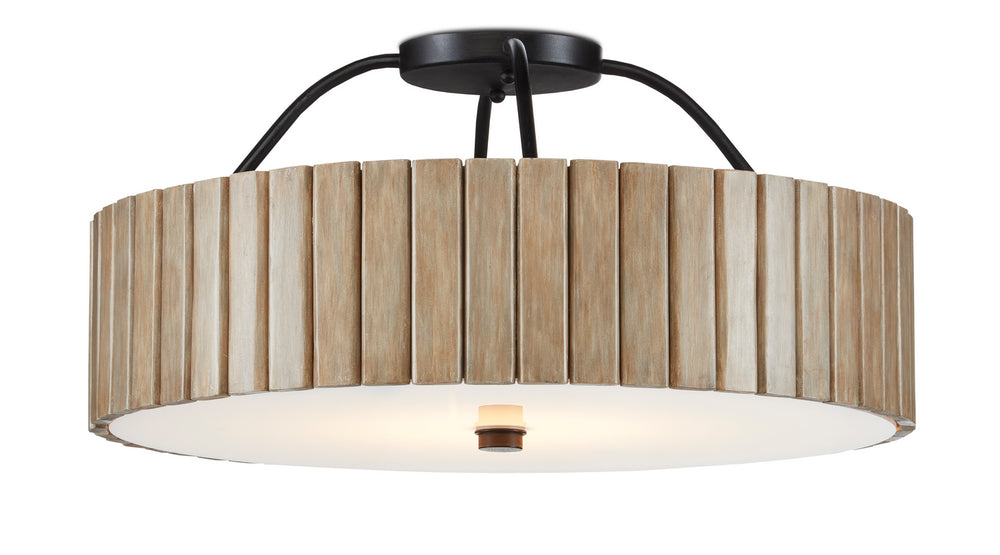 Currey and Company - One Light Semi-Flush Mount - Tetterby - Taupe/Black/White- Union Lighting Luminaires Decor