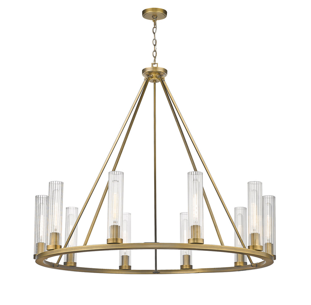 Z-Lite Canada - Ten Light Chandelier - Beau - Rubbed Brass- Union Lighting Luminaires Decor