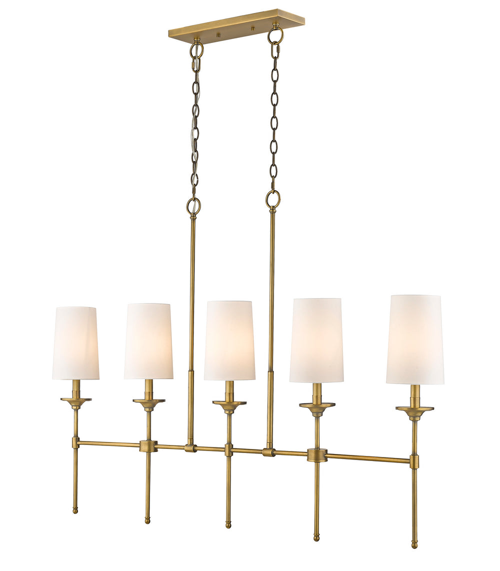 Z-Lite Canada - Five Light Linear Chandelier - Emily - Rubbed Brass- Union Lighting Luminaires Decor
