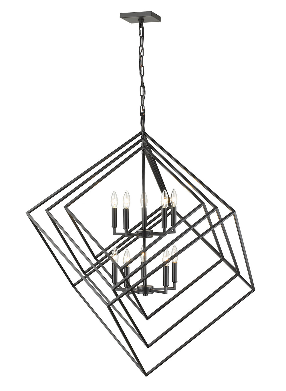 Z-Lite Canada - Ten Light Chandelier - Euclid - Matte Black- Union Lighting Luminaires Decor