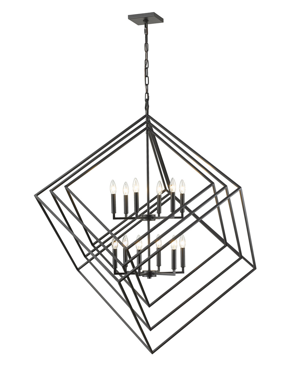 Z-Lite Canada - 12 Light Chandelier - Euclid - Matte Black- Union Lighting Luminaires Decor