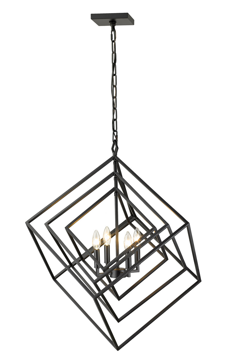 Z-Lite Canada - Four Light Chandelier - Euclid - Matte Black- Union Lighting Luminaires Decor