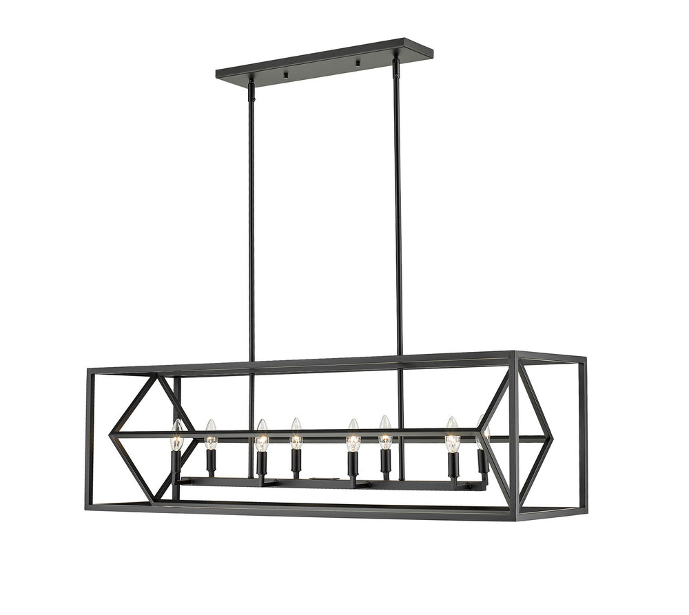 Z-Lite Canada - Eight Light Linear Chandelier - Euclid - Matte Black- Union Lighting Luminaires Decor