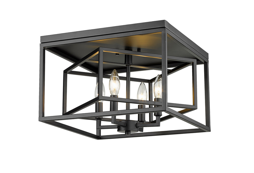 Z-Lite Canada - Four Light Flush Mount - Euclid - Matte Black- Union Lighting Luminaires Decor