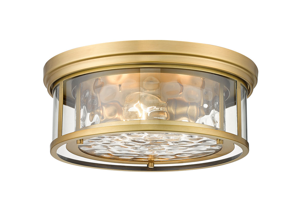 Z-Lite Canada - Three Light Flush Mount - Clarion - Rubbed Brass- Union Lighting Luminaires Decor