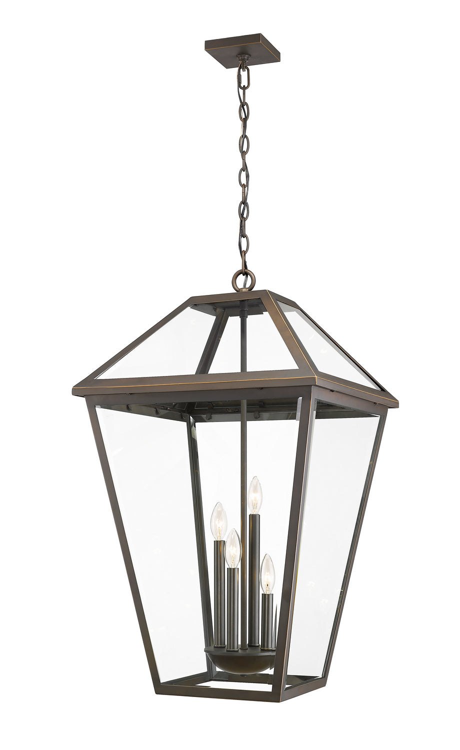 Z-Lite Canada - Four Light Outdoor Chain Mount Ceiling Fixture - Talbot - Oil Rubbed Bronze- Union Lighting Luminaires Decor