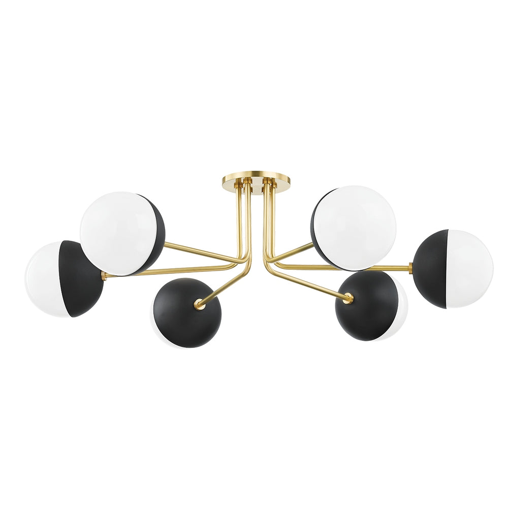 Mitzi Canada - Six Light Semi Flush Mount - Renee - Aged Brass/Black- Union Lighting Luminaires Decor