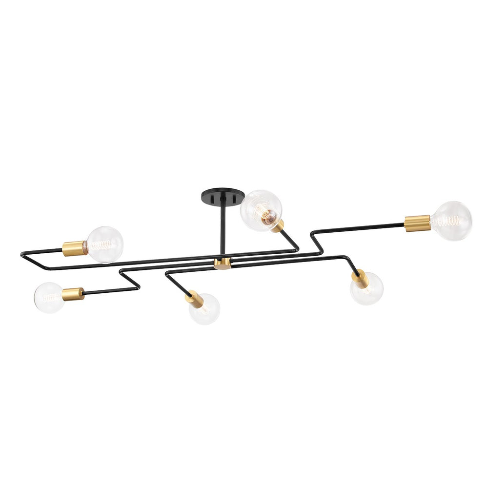 Mitzi Canada - Six Light Semi Flush Mount - Jena - Aged Brass/Textured Black Combo- Union Lighting Luminaires Decor
