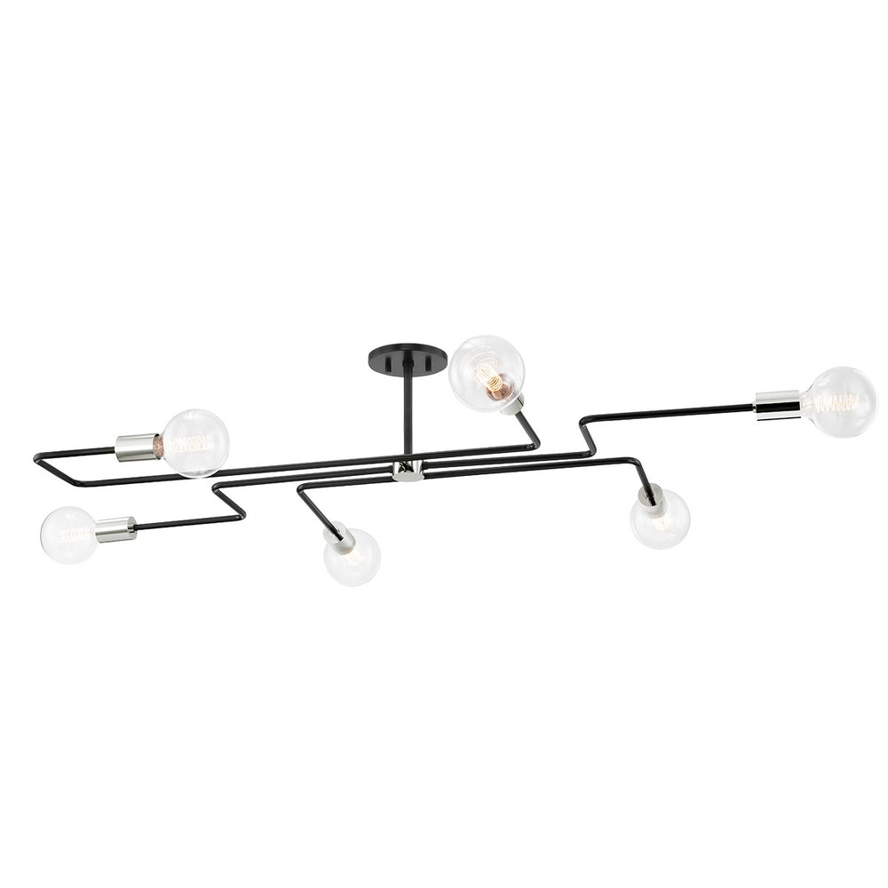 Mitzi Canada - Six Light Semi Flush Mount - Jena - Polished Nickel/Textured Black- Union Lighting Luminaires Decor