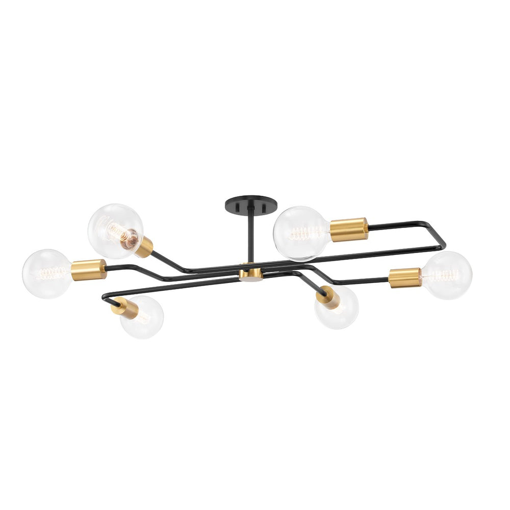 Mitzi Canada - Six Light Semi Flush Mount - Jena - Aged Brass/Textured Black Combo- Union Lighting Luminaires Decor