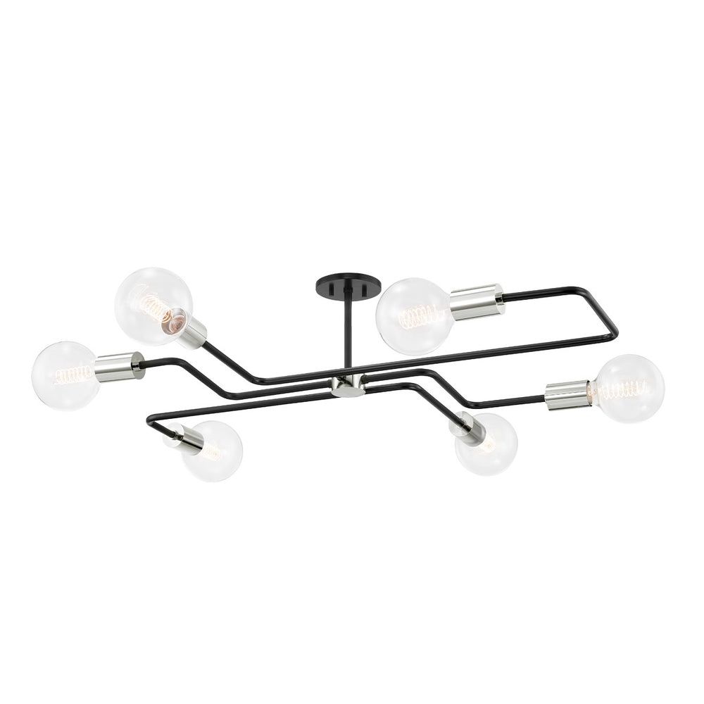 Mitzi Canada - Six Light Semi Flush Mount - Jena - Polished Nickel/Textured Black- Union Lighting Luminaires Decor