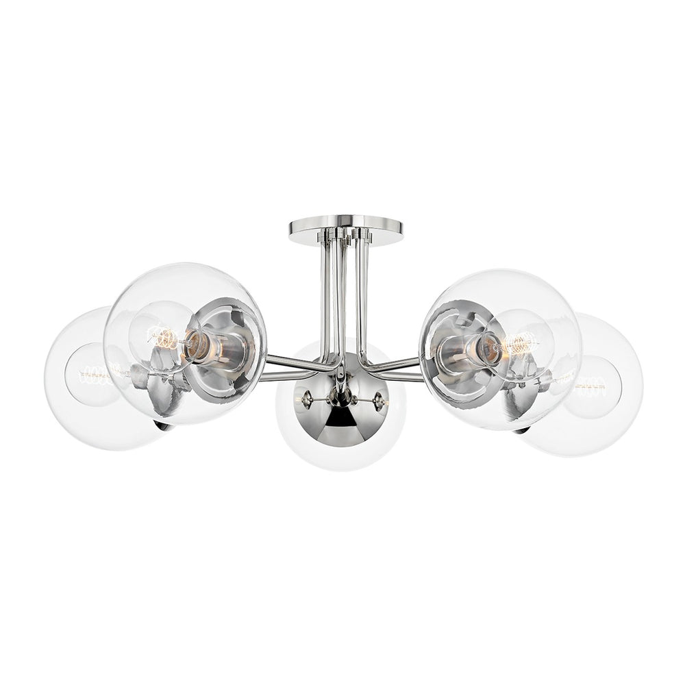 Mitzi Canada - Five Light Semi Flush Mount - Meadow - Polished Nickel- Union Lighting Luminaires Decor