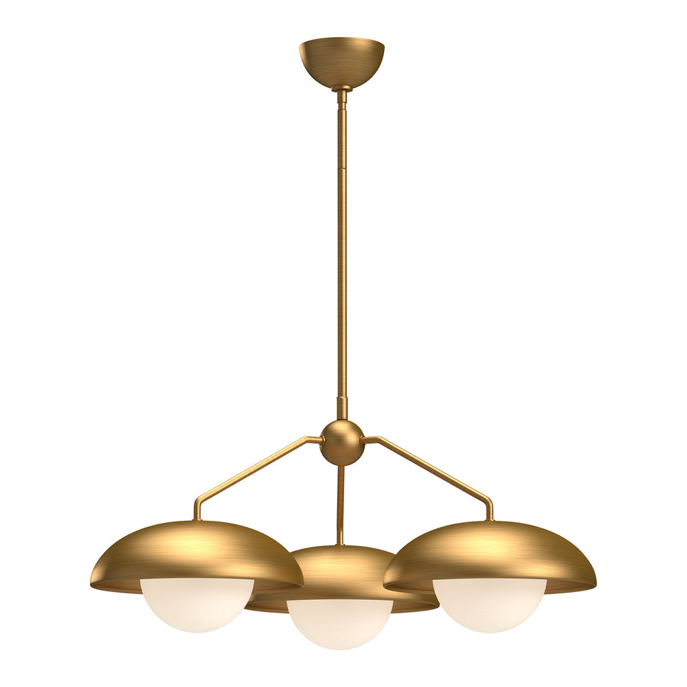 Alora Canada - Three Light Chandelier - Rubio - Aged Gold/Opal Matte Glass- Union Lighting Luminaires Decor