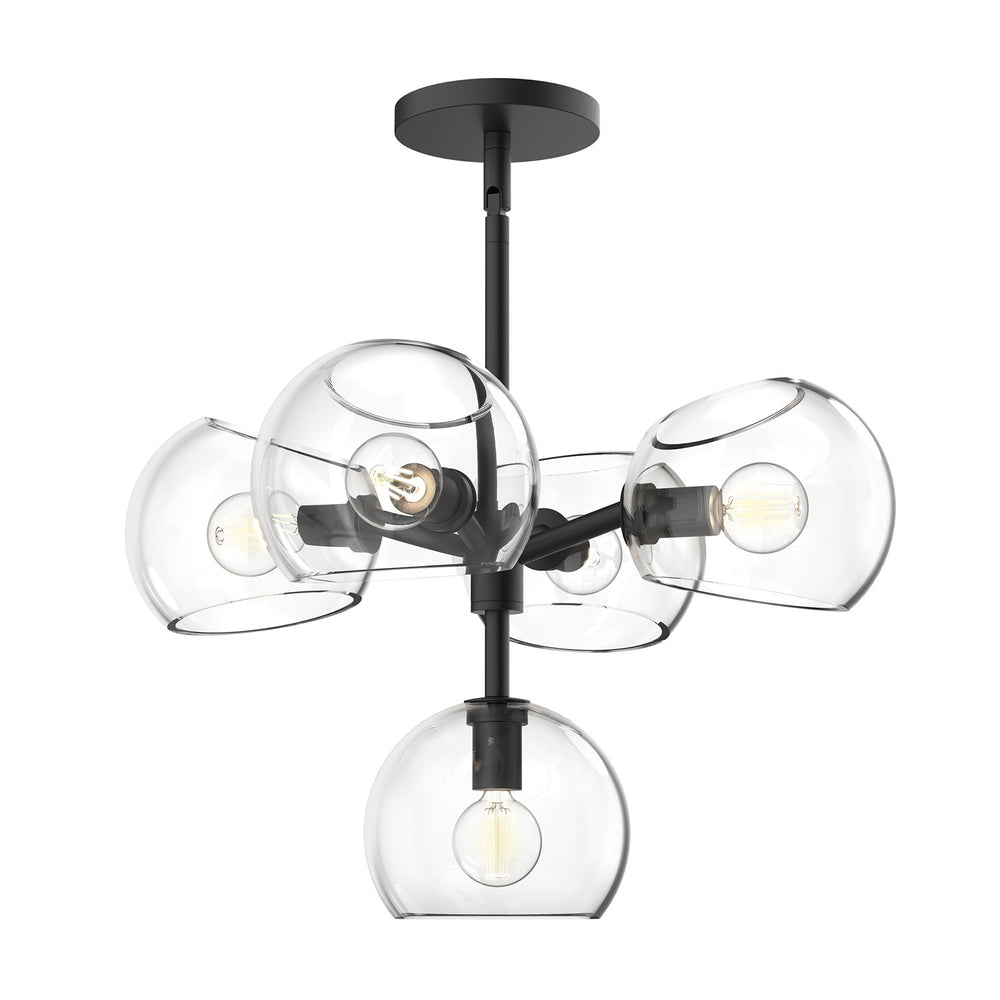 Alora Canada - Five Light Chandelier - Willow - Clear Glass/Matte Black- Union Lighting Luminaires Decor