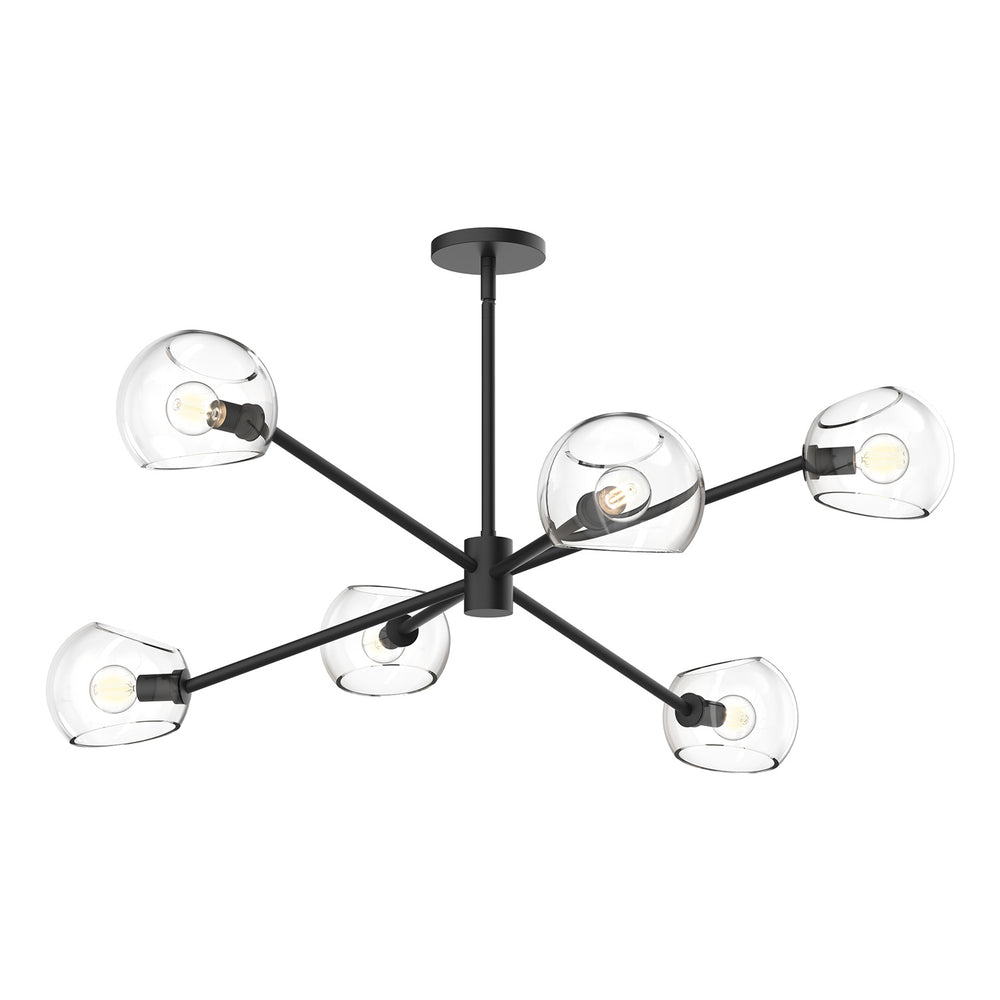 Alora Canada - Six Light Chandelier - Willow - Clear Glass/Matte Black- Union Lighting Luminaires Decor