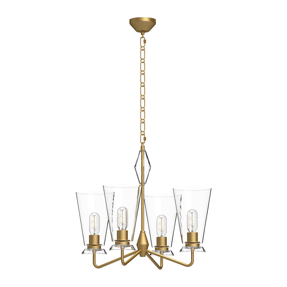 Alora Canada - Four Light Chandelier - Salem - Brushed Gold/Clear Glass- Union Lighting Luminaires Decor