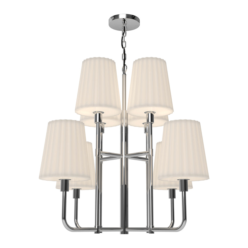 Alora Canada - Eight Light Chandelier - Plisse - Chrome/Opal Matte Glass- Union Lighting Luminaires Decor