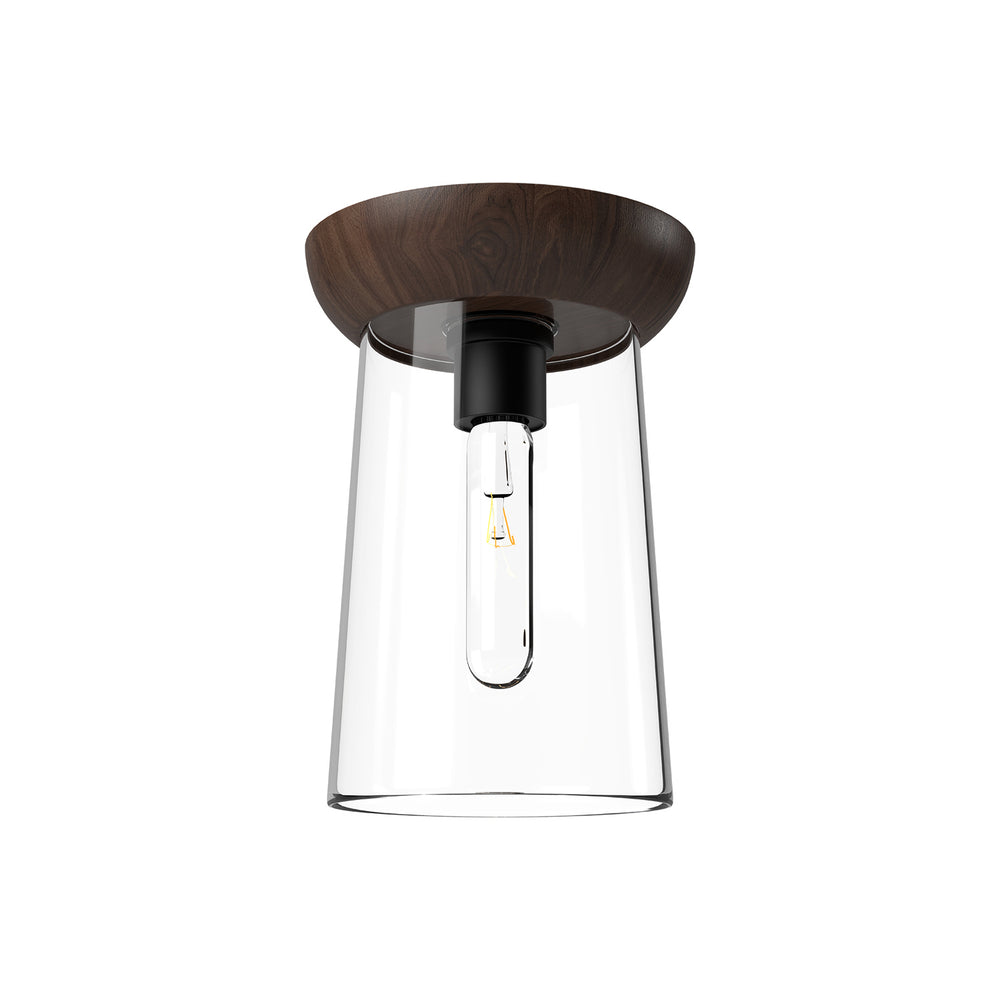 Alora Canada - One Light Flush Mount - Emil - Matte Black/Walnut- Union Lighting Luminaires Decor