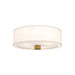 Alora Canada - Three Light Flush Mount - Theo - Aged Gold/White Linen- Union Lighting Luminaires Decor