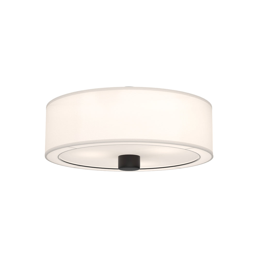 Alora Canada - Three Light Flush Mount - Theo - Matte Black/White Linen- Union Lighting Luminaires Decor