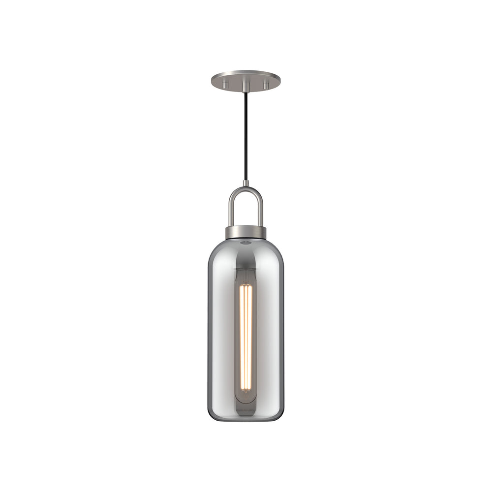Alora Canada - One Light Pendant - Soji - Brushed Nickel/Smoked Solid Glass- Union Lighting Luminaires Decor