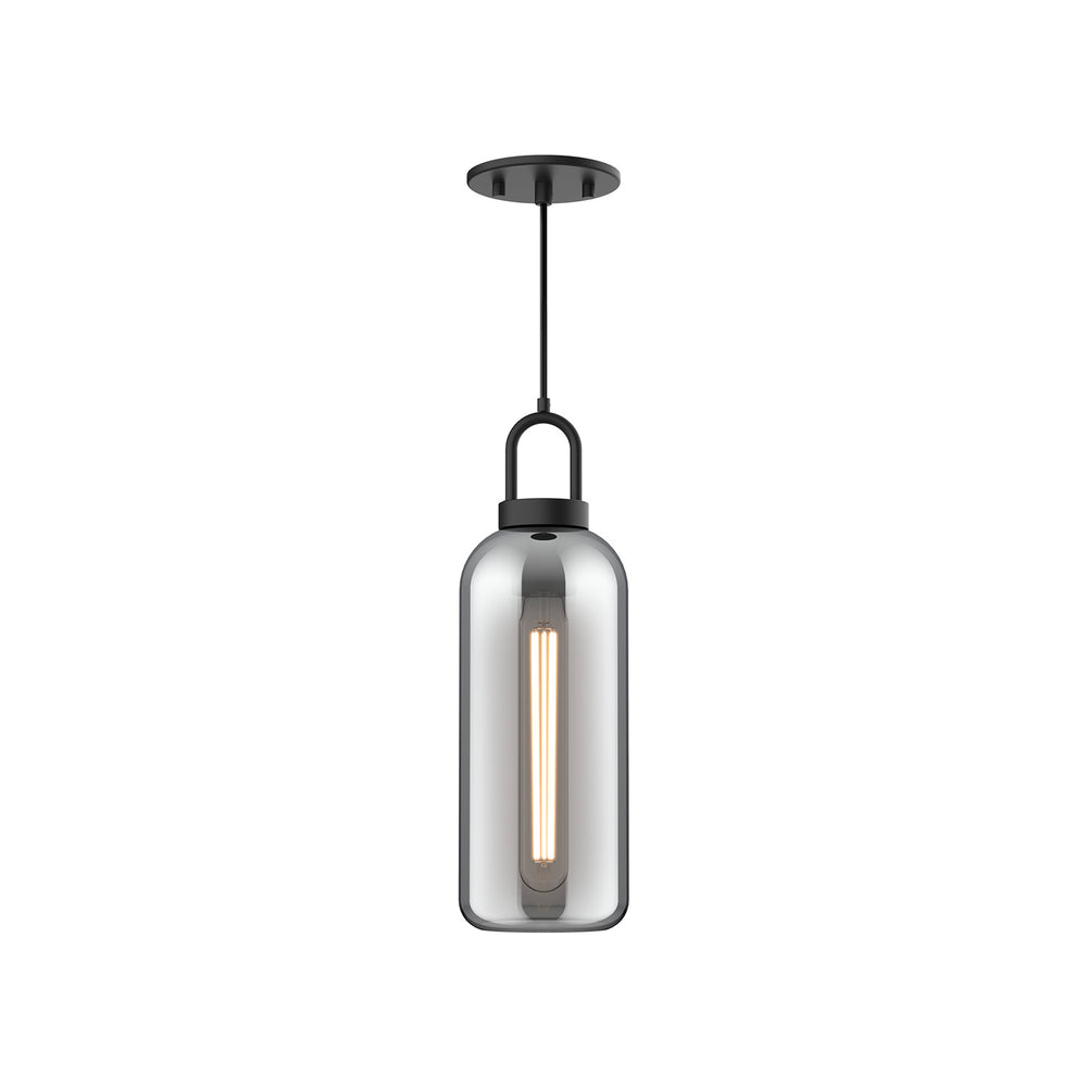 Alora Canada - One Light Pendant - Soji - Matte Black/Smoked Solid Glass- Union Lighting Luminaires Decor