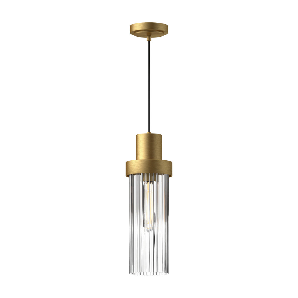 Alora Canada - One Light Pendant - Kent - Brushed Gold/Clear Ribbed Glass- Union Lighting Luminaires Decor