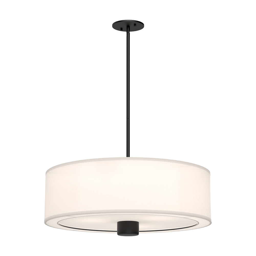 Alora Canada - Three Light Pendant - Theo - Matte Black/White Linen- Union Lighting Luminaires Decor