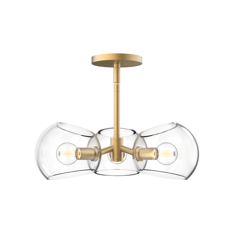 Alora Canada - Three Light Pendant - Willow - Brushed Gold/Clear Glass- Union Lighting Luminaires Decor